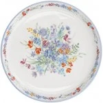 London Pottery Viscri Meadow Cake Plate, Ceramic, Almond Ivory / Cornflower Blue, 20 cm