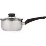 Morphy Richards Equip Pouring Saucepan with Glass Lid, Stainless Steel, Stay Cool Handles,18cm 