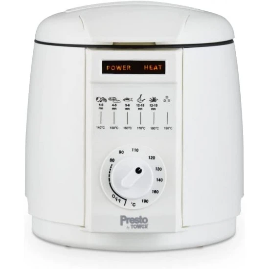 Presto By Tower One Person Deep Fat Fryer, Adjustable Thermostat 80-190°C, Power Indicator Light, , 350 g 1 Litre, White, PT17049WHT Shop quality Presto By Tower One Person Deep Fat Fryer, Adjustable Thermostat 80-190°C, Power Indicator Light, , 350 g 1 Litre, White in Kenya from vituzote.com Shop in-store or online and get countrywide delivery!