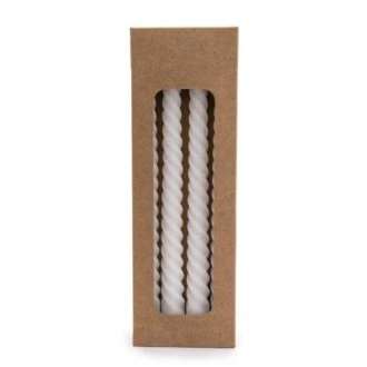 Candlelight Twisted Candles in White Boxed Set of 4