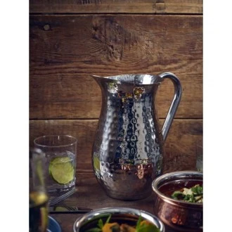 Neville GenWare Hammered Stainless Steel Water Jug 2L/67.6oz 22 x 13.5 x 23.5cm (L x W x H)