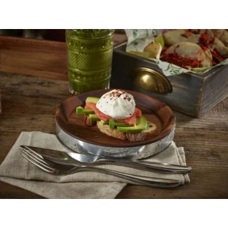 Neville Genware Acacia Wood Zinc Banded Serving Board 