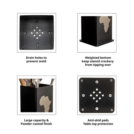 Zuri Africa Design Large Cutlery Holder With Anti-Skid Pads, Black, CUTA1B Shop quality Zuri Africa Design Large Cutlery Holder With Anti-Skid Pads, Black in Kenya from vituzote.com Shop in-store or online and get countrywide delivery!