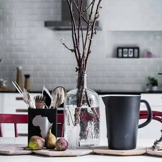 Zuri Africa Design Small Cutlery Holder With Anti-Skid Pads, Black