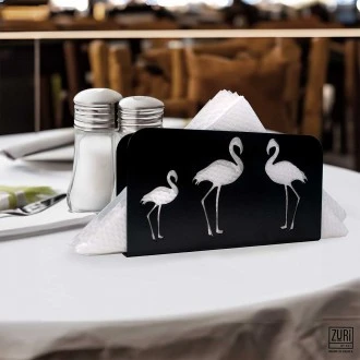 Zuri Elegance Flamingo-Inspired Stylish Trio Serviette Holder-Matt Black 