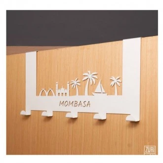 Zuri Mombasa City Design Over the Door Hanger-White