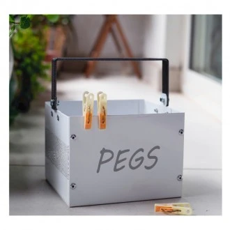 Zuri Steel Powder- Coated Peg Box - White 