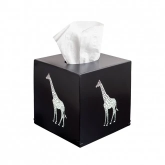 Zuri Giraffe Design Tissue Box Cover, Matt Black