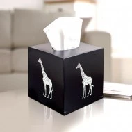 Zuri Giraffe Design Tissue Box Cover, Matt Black