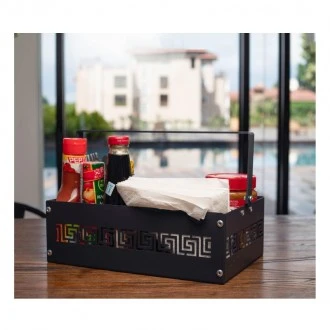 Zuri Steel Textured Grey Multipurpose Table Caddy