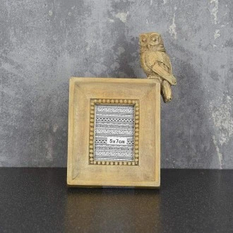 Candlelight Owl Photo Frame, Light Oak