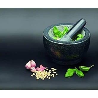 Master Class Large Marble Pestle and Mortar , 20 x 12 cm (8" x 4.5") - Black / Grey