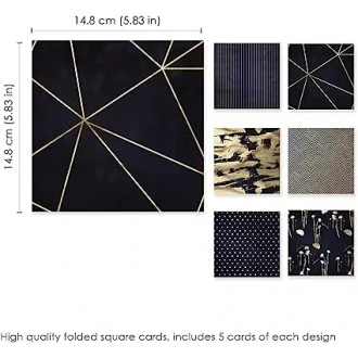 Ruby Ashley Midnight Blank Greeting Card - Blue and Gold Designs Geometric	