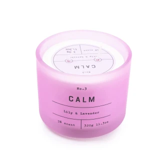 Candlelight Frosted Glass 'Calm' Two Wick Candle Lily & Lavender Scent 