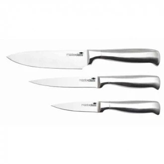Master Class 3 Piece Stainless Carbon Steel Knife Set ( Chef + Utlity + Paring Knives)