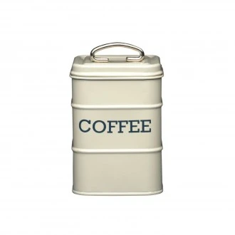 Living Nostalgia Steel Coffee Storage Tin, Cream