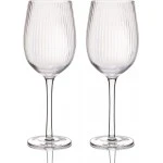BarCraft Ribbed Wine Glasses, Set of 2 Large Patterned Glasses in Gift Box, 450ml