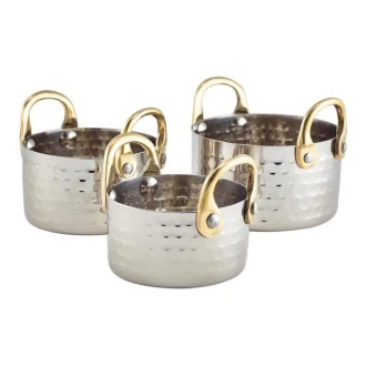 Neville Genware Mini Hammered Stainless Steel Casserole Dish,  9.2 x 5cm