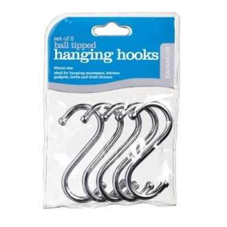 Kitchen Craft Pack of Five Chrome Plated S Hooks 80mm