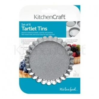 Kitchen Craft Loose Base Tart Tins, 10 cm - Set of 6