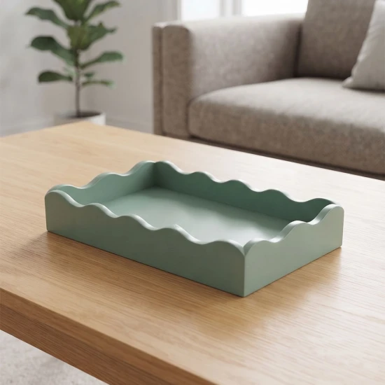 Candlelight MDF FSC Pool Blue Tray ,  23.5cm x 15.5cm x 4cm