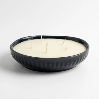 Dunlem Global Medium Round Candle with Wavy Edge, Blue - Sage & Black Pepper