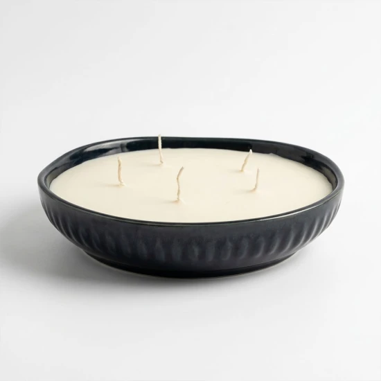 Dunlem Global Medium Round Candle with Wavy Edge, Blue - Sage & Black Pepper