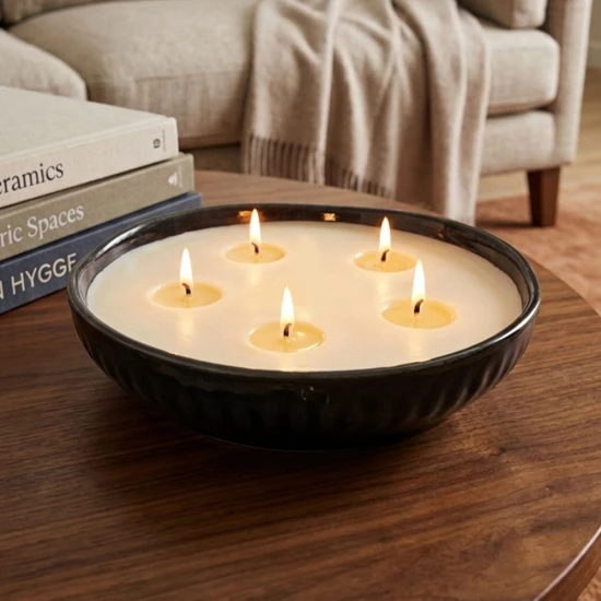 Dunlem Global Medium Round Candle with Wavy Edge, Blue - Sage & Black Pepper