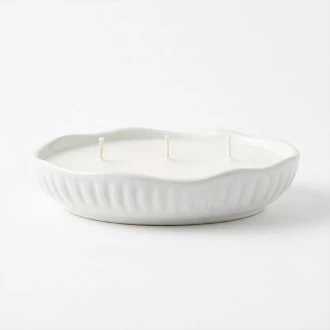 Dunelm Churchgate Medium 3 Wick Oval Wax Filled 20cm in Ivory  - Fig & Cedarood