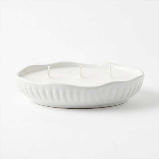 Dunelm Churchgate Medium 3 Wick Oval Wax Filled 20cm in Ivory  - Fig & Cedarood