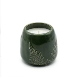  Dunlem Wax Filled Cermic Pot Churchgate Embossed Fern Olive,8cm Dia  - 2.1% Olive Leaf & Fern Scent