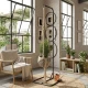 Dunlem Hanging Ceramic Pot woth Tropical look plant , White, 30cm - Macrame hanger