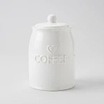  Ceramic Embossed Heart Coffee Storage Jar (12cm, White