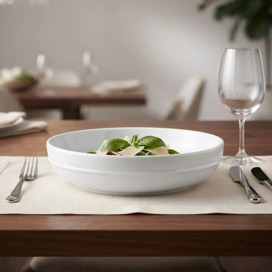 Dunlem Stoneware Embossed Heart Pasta Bowl (20.5cm - White)