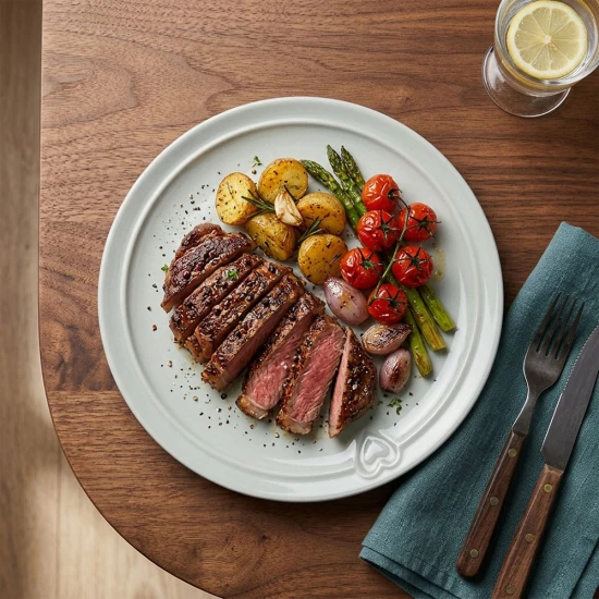  Dunlem Stoneware Embossed Heart Dinner Plate,27cm - Grey