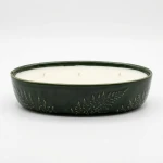 Candlelight Churchgate Multi Wick Oval Wax Filled Ceramic Pot Candle, Olive green & Fern , 20cm