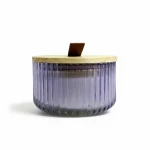Candlelight Ridged Glass Candle With Wooden Lid Lilac With 4% Blossom Musk Scent