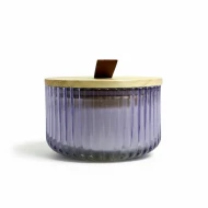 Candlelight Ridged Glass Candle With Wooden Lid Lilac With 4% Blossom Musk Scent