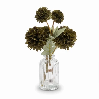  Dunlem Kiku Stemu Green in Clear Vase 