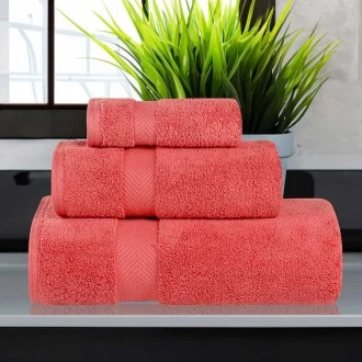 Superior 100% Zero Twist Cotton Super Soft and Absorbent 3 - Piece Towel Set, Coral