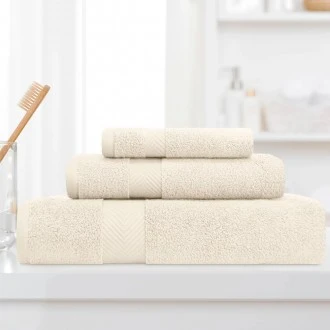 Superior Zero Twist 100% Cotton Super Soft and Absorbent 3 - Piece Towel Set, Ivory