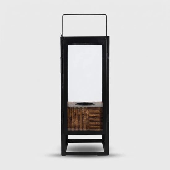 Candlelight 100% Forest Stewardship Council Mango Wood Bryant Medium Lantern (W: 25.4cm x D: 25.4cm x H:43.2cm)