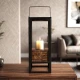 Candlelight 100% Forest Stewardship Council Mango Wood Bryant Medium Lantern (W: 25.4cm x D: 25.4cm x H:43.2cm)