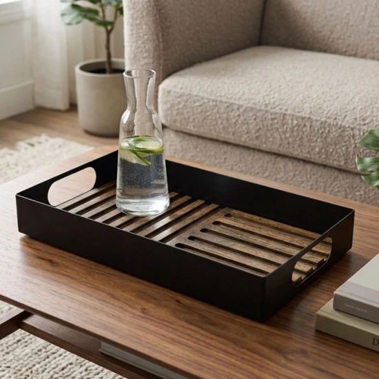 Candlelight FSC-Certified Mango Bryant Tray with Handles - (L:32 cm x W:12.5 cmx H:5 cm)