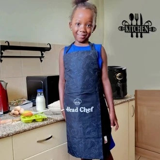 Bonk Kids Poly Cotton Kids Apron, Head Chef Apron, Black