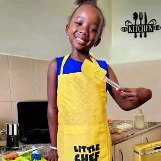 Bonk Kids Poly Cotton Kids Apron, Little Chef Apron, Yellow
