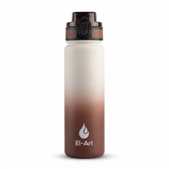 El-Ari Vibrant Gradient Water Bottle, BPA-Free Durable Plastic – Leak-Proof, Lightweight & Travel-Ready, 500ml, Brown