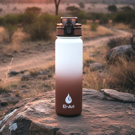 El-Ari Vibrant Gradient Water Bottle, BPA-Free Durable Plastic – Leak-Proof, Lightweight & Travel-Ready, 500ml, Brown