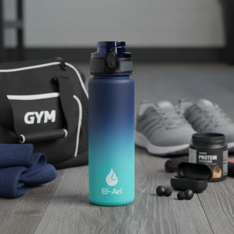 El-Ari Vibrant Gradient Water Bottle, BPA-Free Durable Plastic – Leak-Proof, Lightweight & Travel-Ready, 500ml, Navy