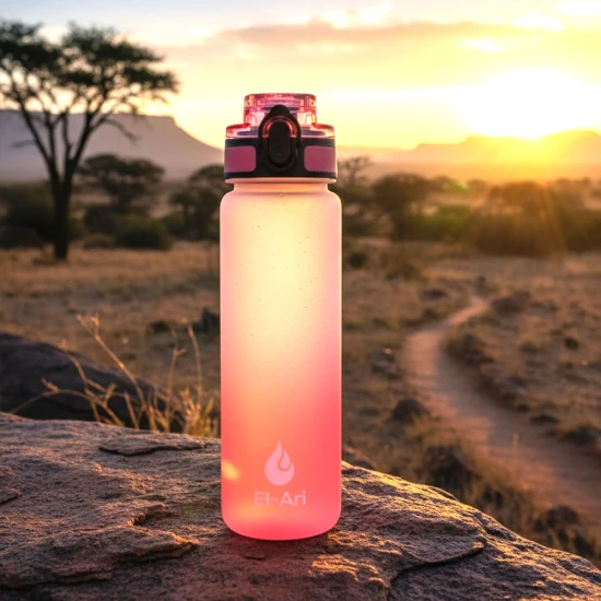 El-Ari Vibrant Gradient Water Bottle, BPA-Free Durable Plastic – Leak-Proof, Lightweight & Travel-Ready, 500ml, Pink